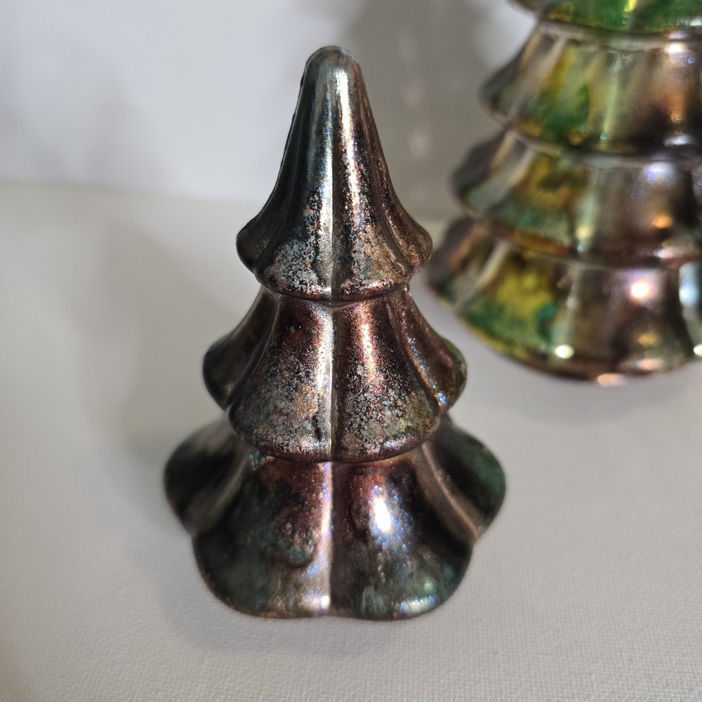 4 HANDCRAFTED Upcycled Green Brown Holiday Trees HANDPAINTED Tabletop Art Decor - Picture 12 of 15